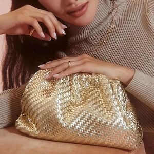 ANTHROPOLOGIE The Frankie Woven Gold Clutch